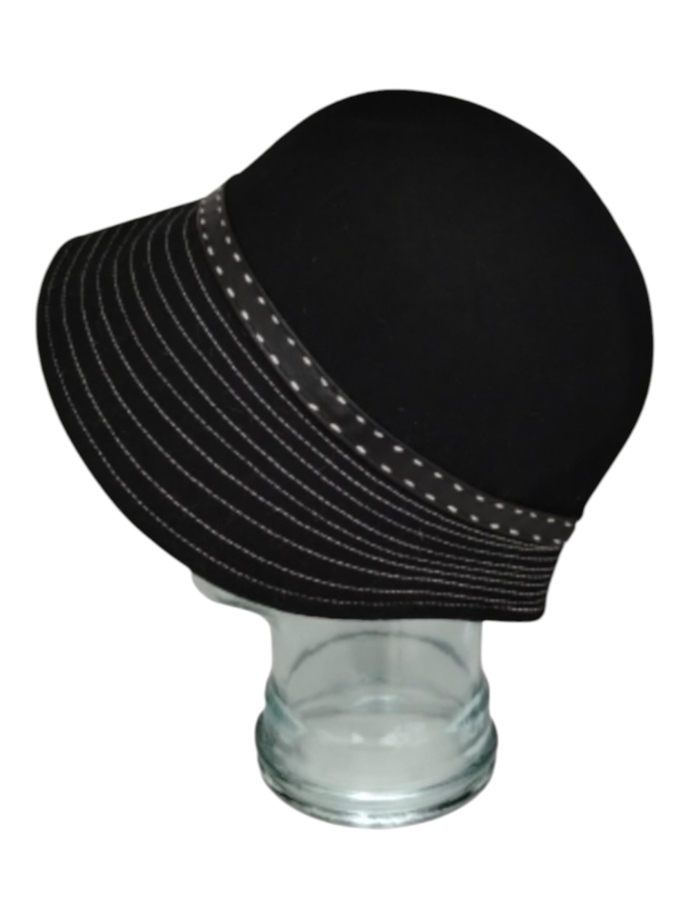 Toucan Clouche Hat Wool Black Stitch Detail